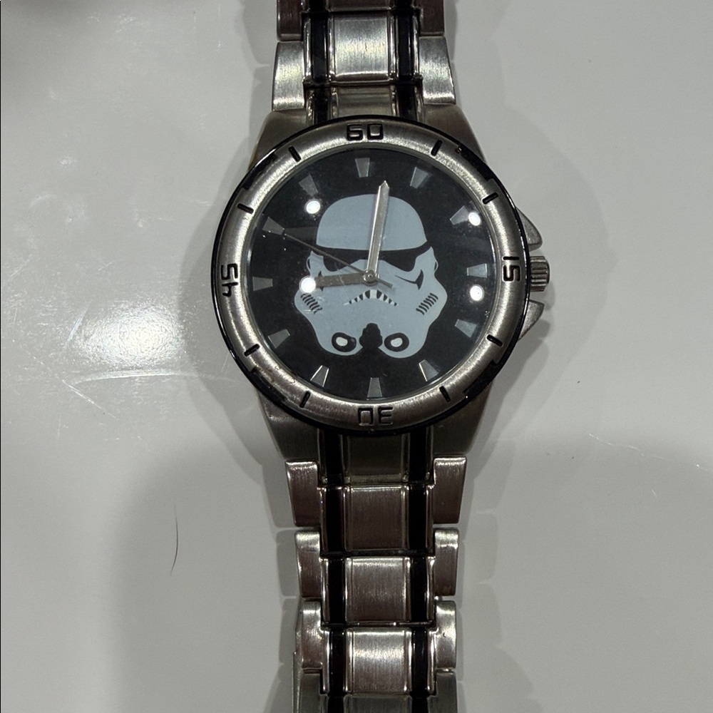 Silver Watch with Stormtrooper Design